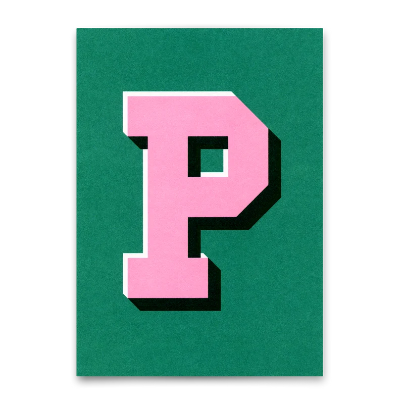 Monogrammkarte "P" | Coole Buchstaben Postkarte