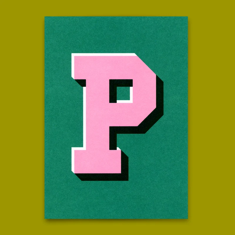 Monogrammkarte "P" | Coole Buchstaben Postkarte