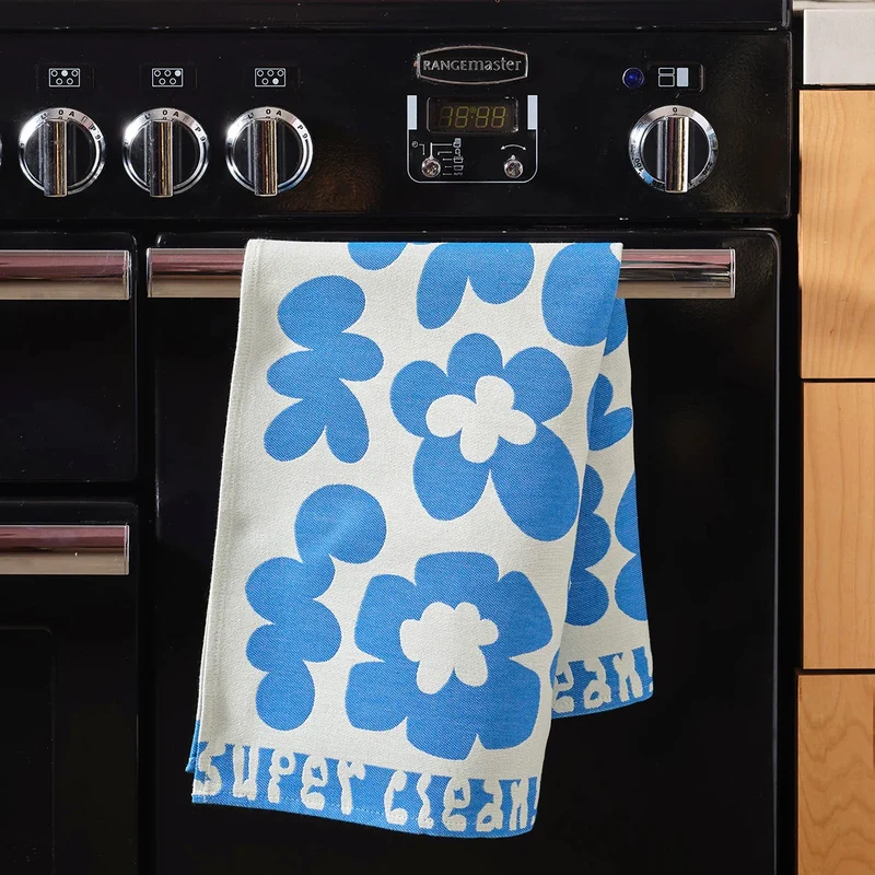 Küchentuch „Super Clean Flowers Blue/Natural“ | Baumwolltuch | WRAP