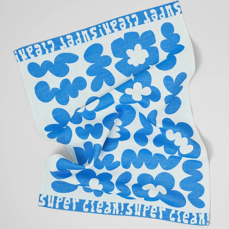 Küchentuch „Super Clean Flowers Blue/Natural“ | Baumwolltuch | WRAP