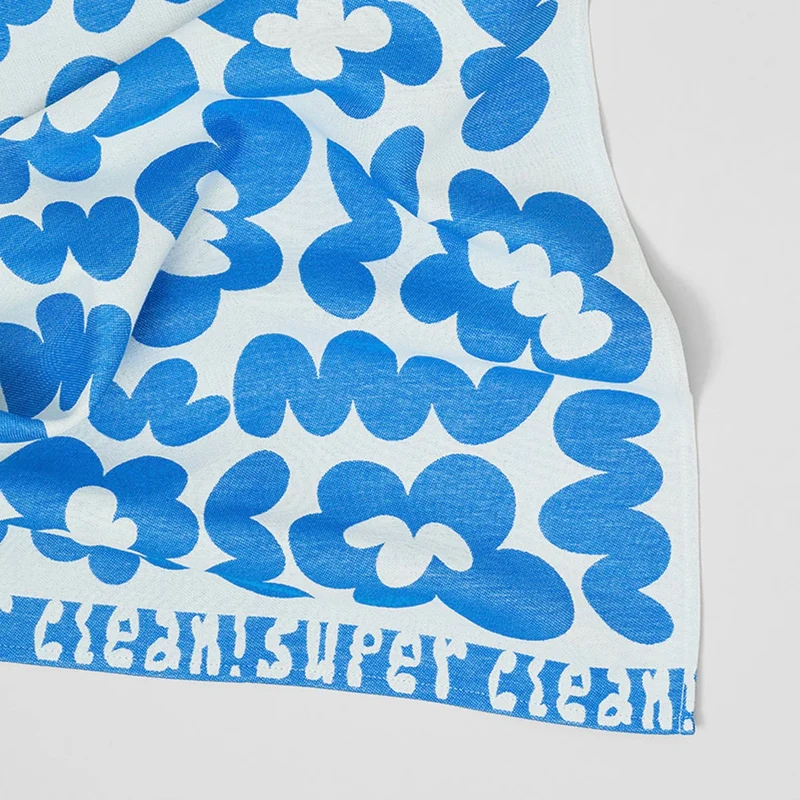 Küchentuch „Super Clean Flowers Blue/Natural“ | Baumwolltuch | WRAP