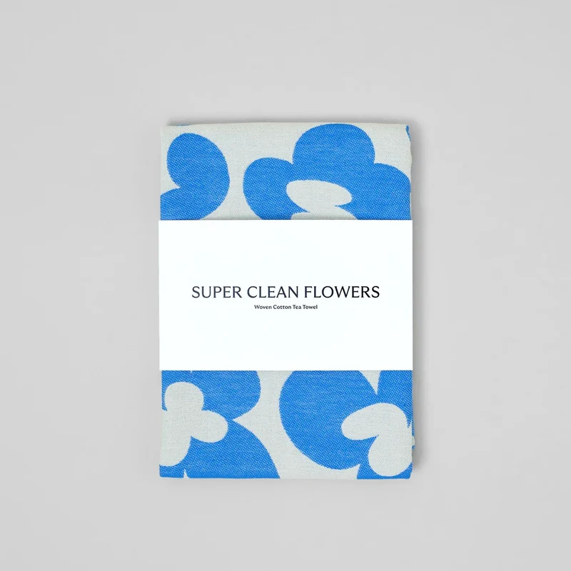Küchentuch „Super Clean Flowers Blue/Natural“ | Baumwolltuch | WRAP
