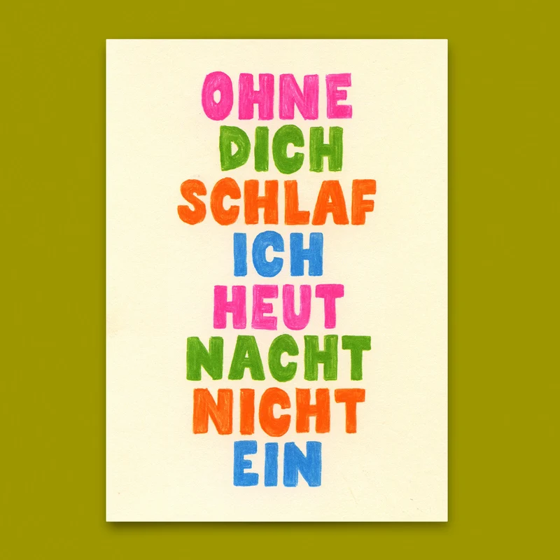 Postkarte "Ohne dich" | Besondere Karte für Verliebte