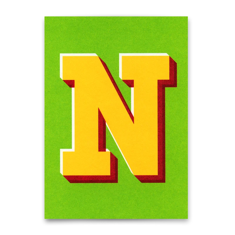 Monogrammkarte "N" | Coole Buchstaben Postkarte