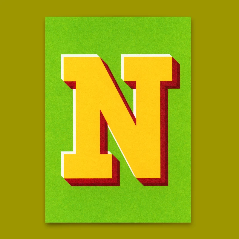 Monogrammkarte "N" | Coole Buchstaben Postkarte