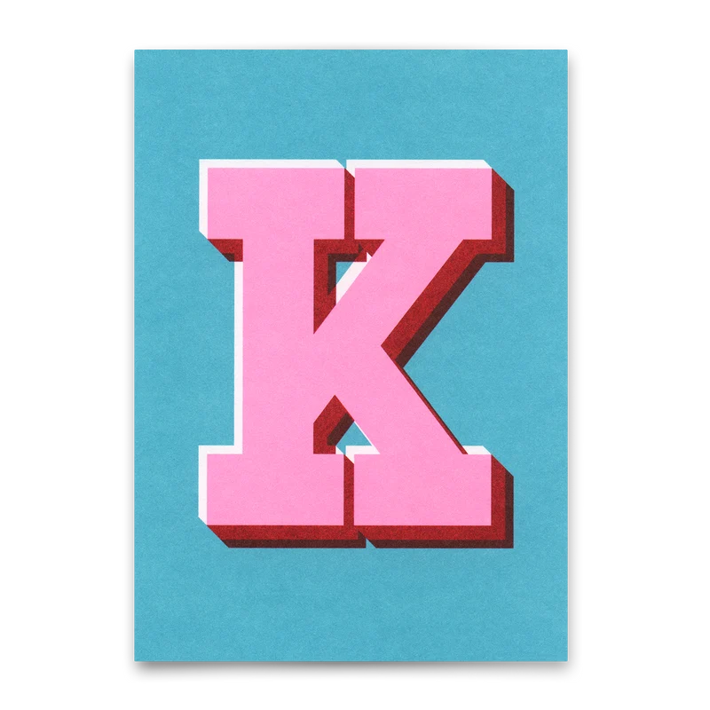 Monogrammkarte "K" | Coole Buchstaben Postkarte