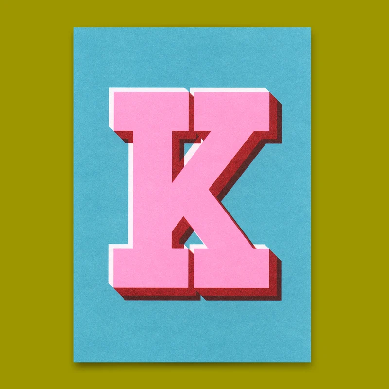 Monogrammkarte "K" | Coole Buchstaben Postkarte
