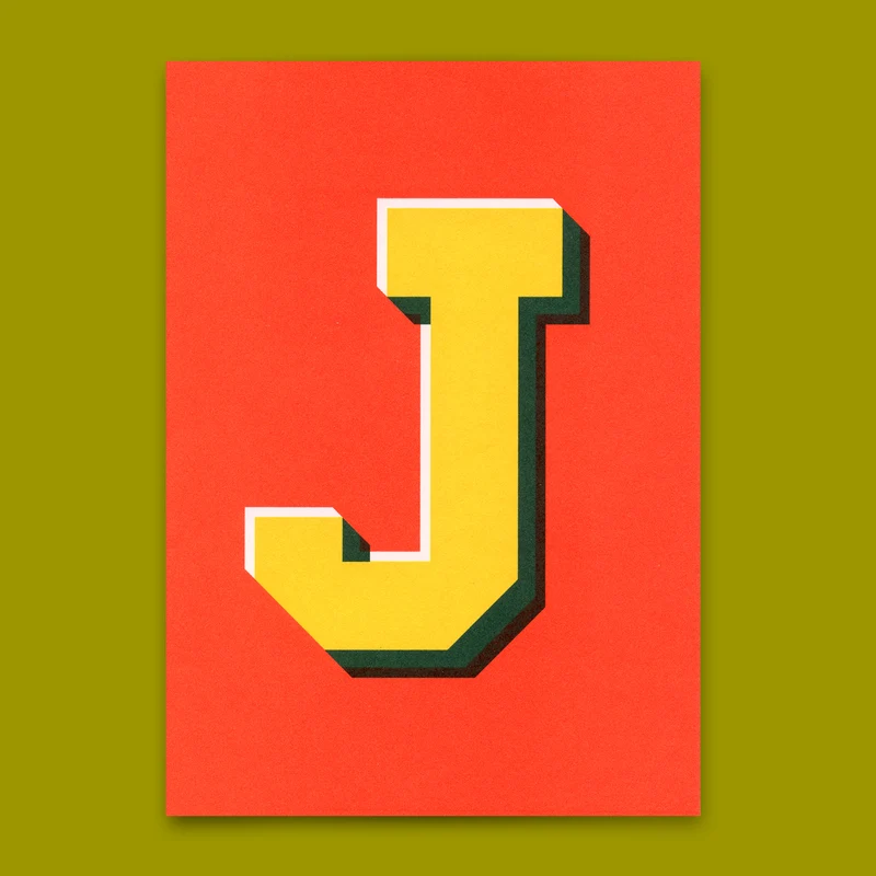 Monogrammkarte "J" | Coole Buchstaben Postkarte