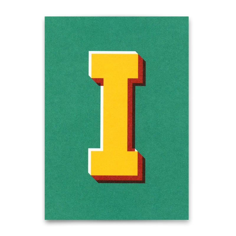 Monogrammkarte "I" | Coole Buchstaben Postkarte