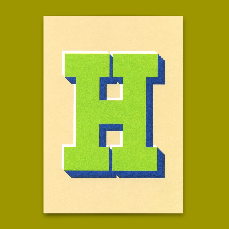 Monogrammkarte "H" | Coole Buchstaben Postkarte