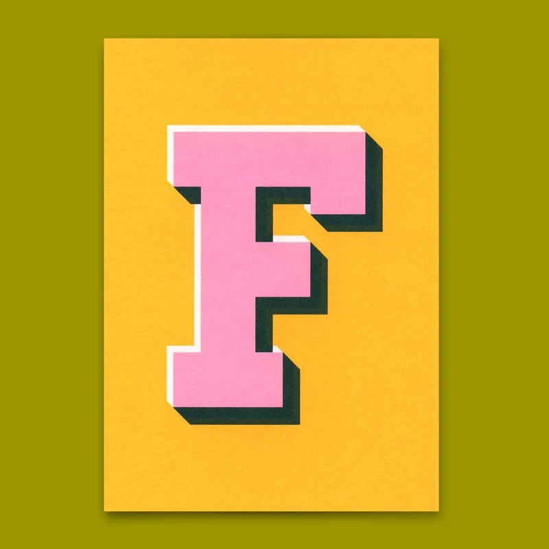 Monogrammkarte "F" | Coole Buchstaben Postkarte