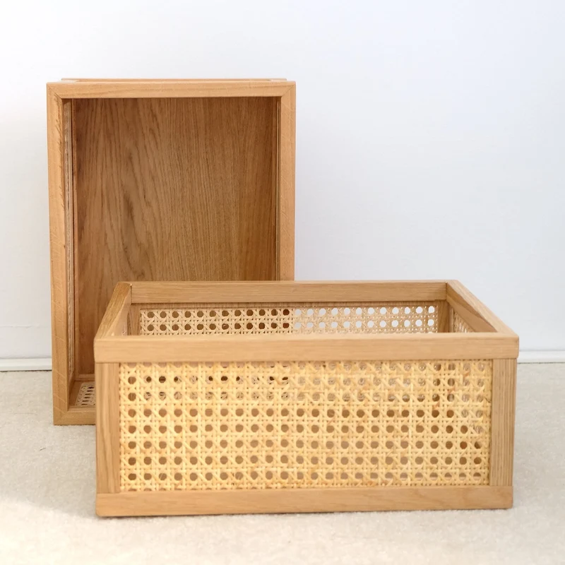 Aufbewahrungsbox Cane Medium - Box aus Rattan und Eiche