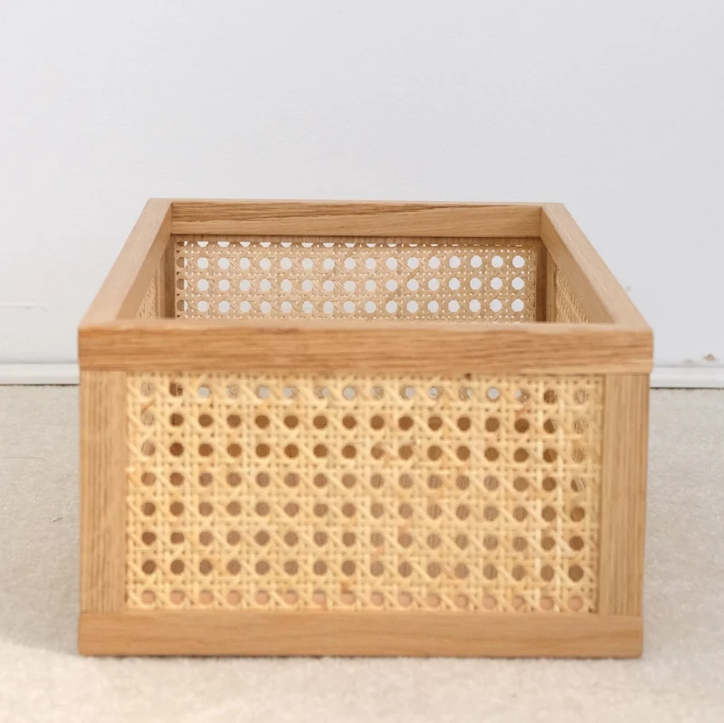 Aufbewahrungsbox Cane Medium - Box aus Rattan und Eiche