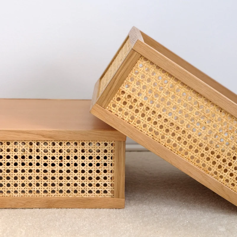 Aufbewahrungsbox Cane Medium - Box aus Rattan und Eiche
