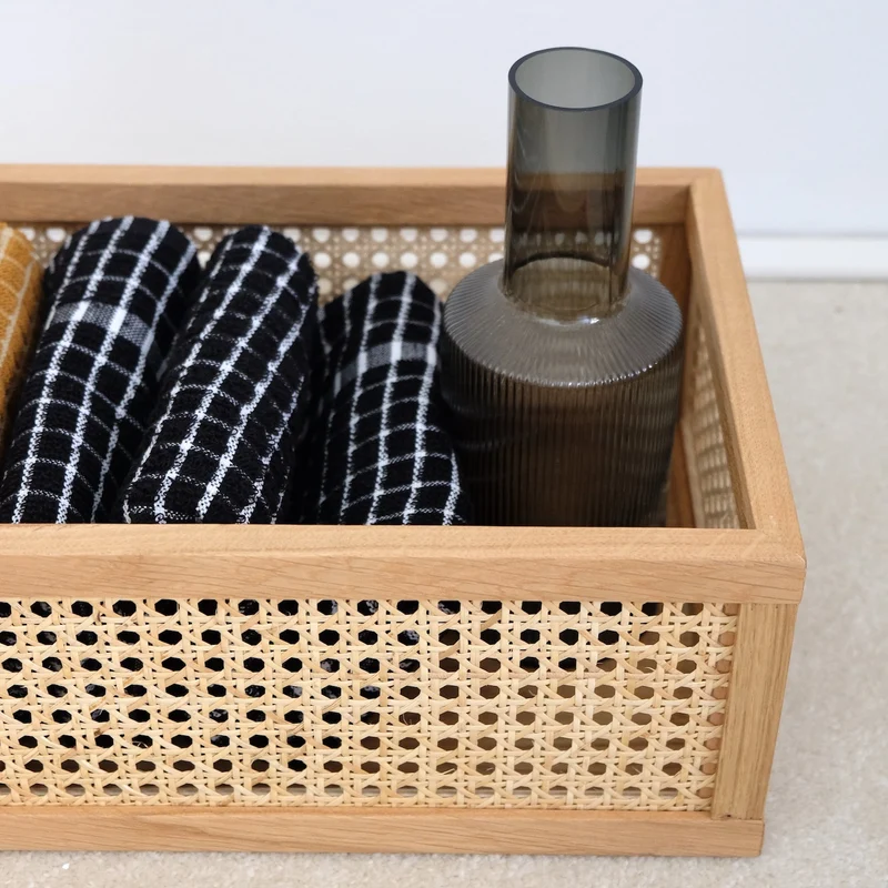 Aufbewahrungsbox Cane Medium - Box aus Rattan und Eiche