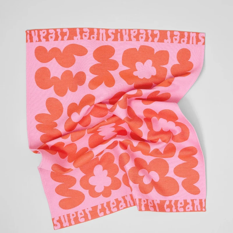 Küchentuch „Super Clean Flowers Pink/Warm Red“ | Florales Design | WRAP