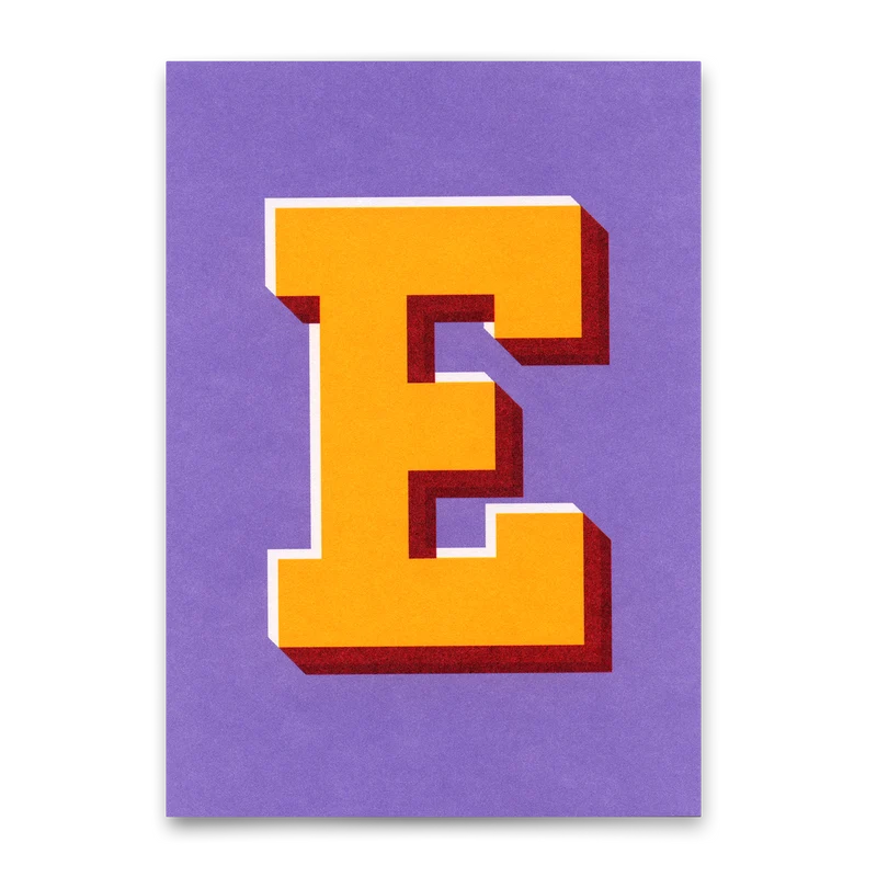 Monogrammkarte "E" | Coole Buchstaben Postkarte