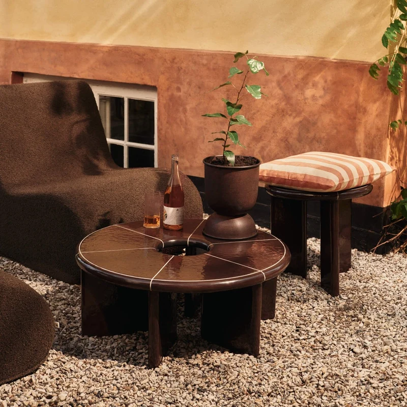 Rouli Set Sessel und Pouf chestnut brown - fermLIVING