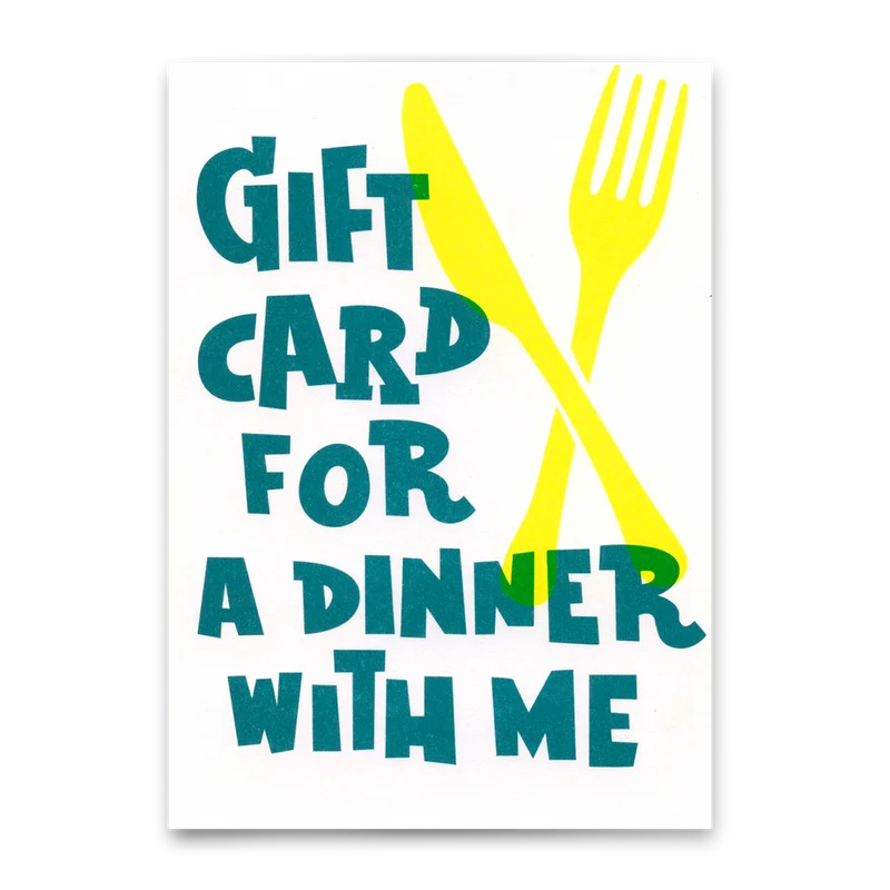 Postkarte "Dinner" | Schöne Gutschein-Karte mit Spruch für jeden Anlass