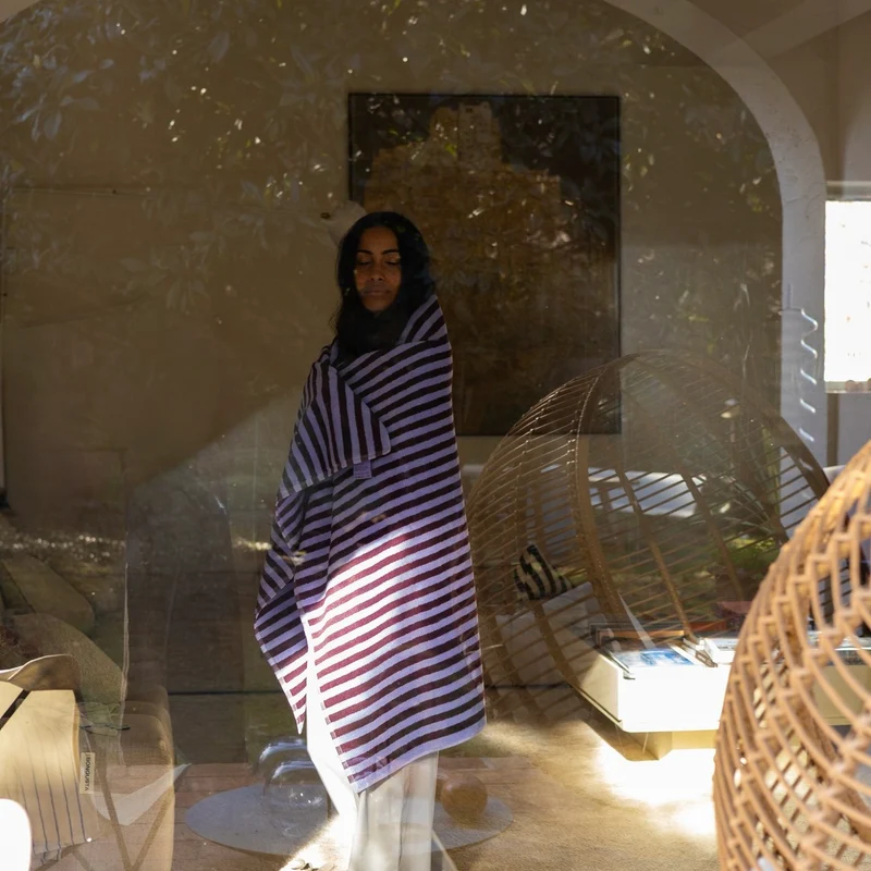 Badelaken „Naram Wine & Lavender Blue“ | 100 × 150 cm | Bongusta