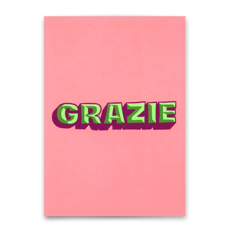 Postkarte "Grazie 3D" | Coole Karte zum Dankesagen