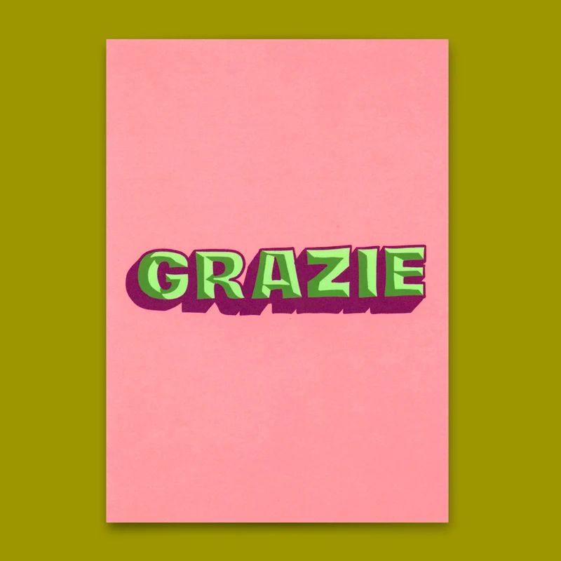 Postkarte "Grazie 3D" | Coole Karte zum Dankesagen