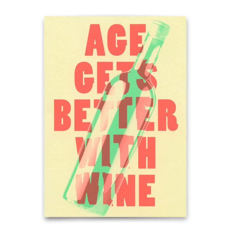 Postkarte "Age gets better with wine" | Lustige Karte zum Geburtstag