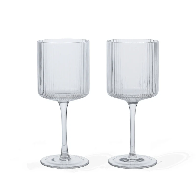 Geriffelte Weißweingläser Ripple 2er Set – ferm LIVING