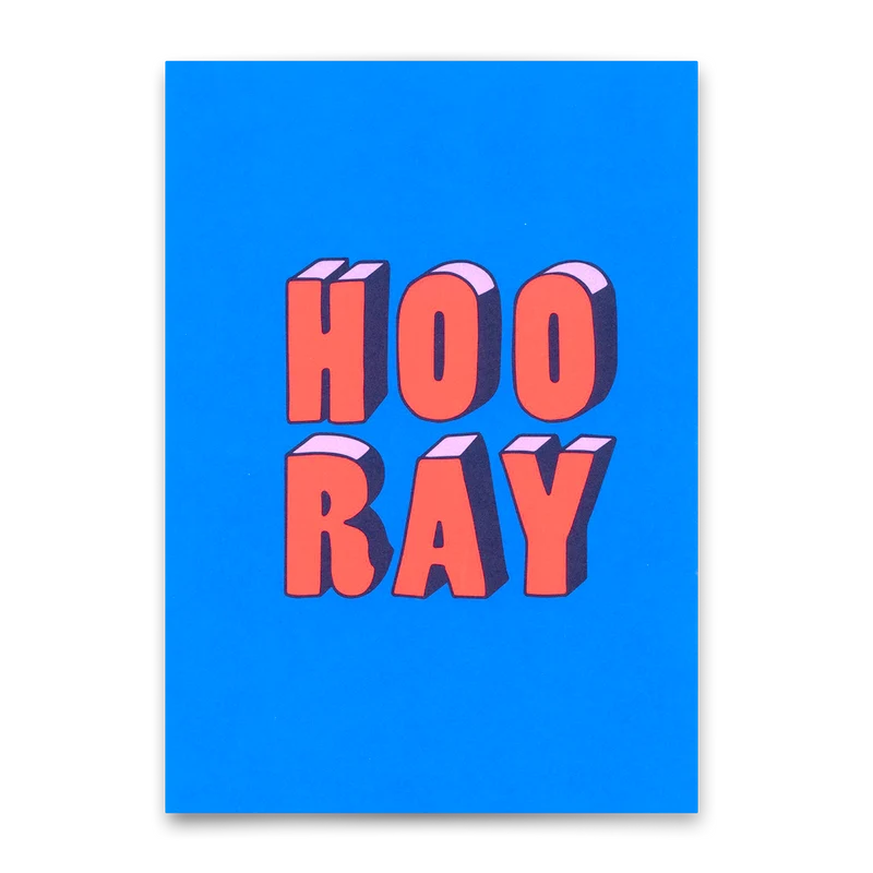 Postkarte "Hooray 3D-Typo" | Coole Karte für jeden Anlass