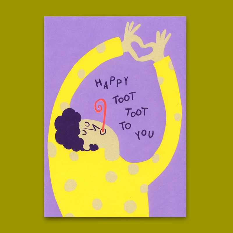 Postkarte "Toot Toot" | Lustige Karte zum Geburtstag