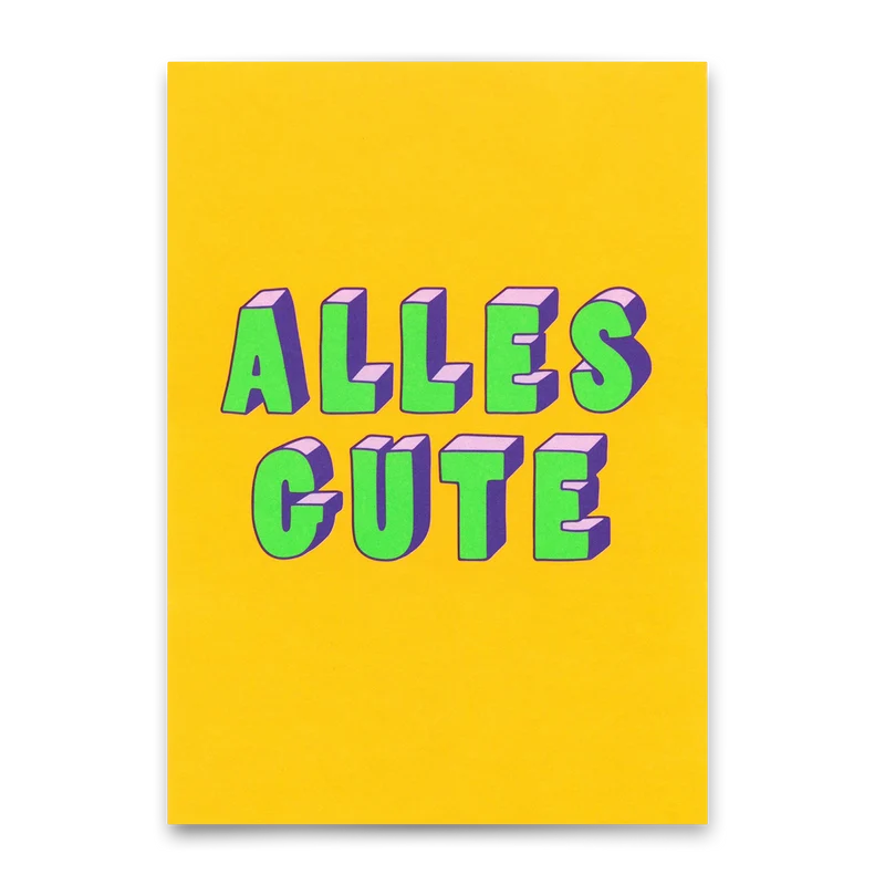 Postkarte "Alles Gute 3D-Typo" | Coole Karte zur Hochzeit