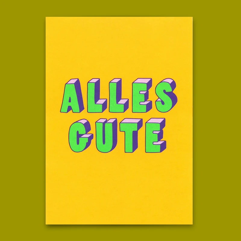 Postkarte "Alles Gute 3D-Typo" | Coole Karte zur Hochzeit