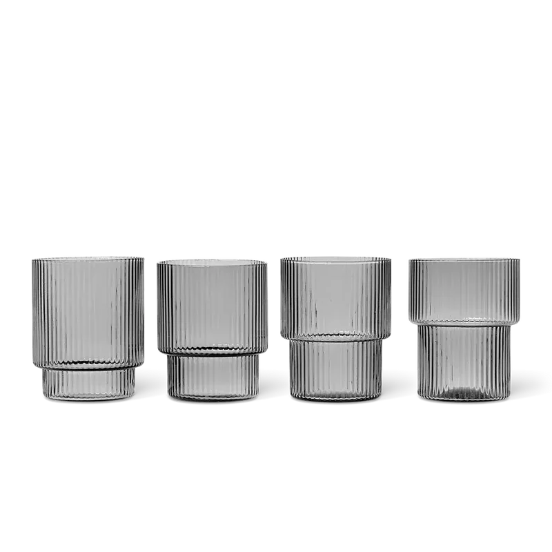 Geriffelte Gläser Ripple 4er Set – Trinkgläser von ferm LIVING