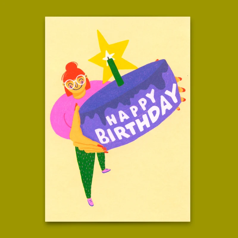 Postkarte "Happy Birthday Cake" | Schöne Karte zum Geburtstag