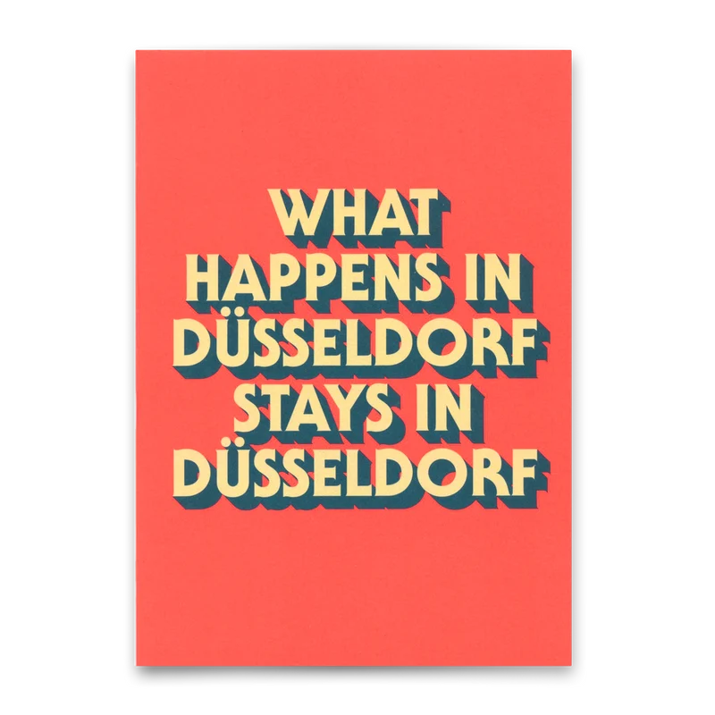 Postkarte "What happens in Düsseldorf" | Besondere Karte mit Spruch