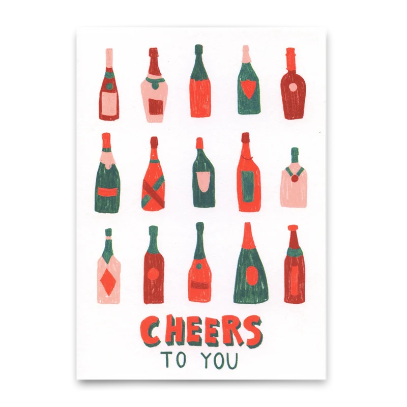 Postkarte "Cheers to you (Bottles)" | Coole Karte für jeden Anlass