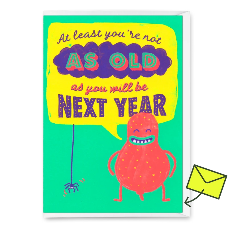 Grußkarte "Next year" | Lustige Klappkarte mit Spruch zum Geburtstag