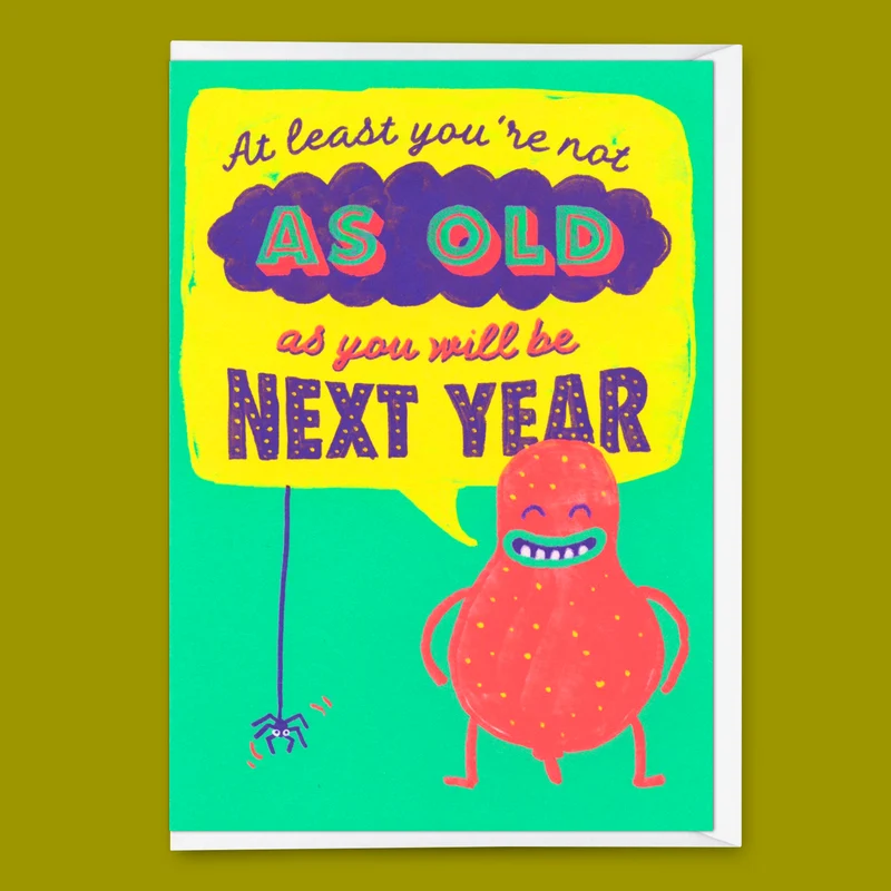 Grußkarte "Next year" | Lustige Klappkarte mit Spruch zum Geburtstag