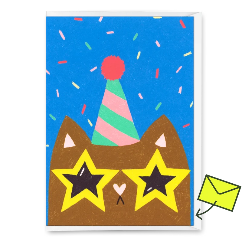 Grußkarte "Funky cat" | Ausgefallene Klappkarte mit Katzen-Motiv zum Geburtstag