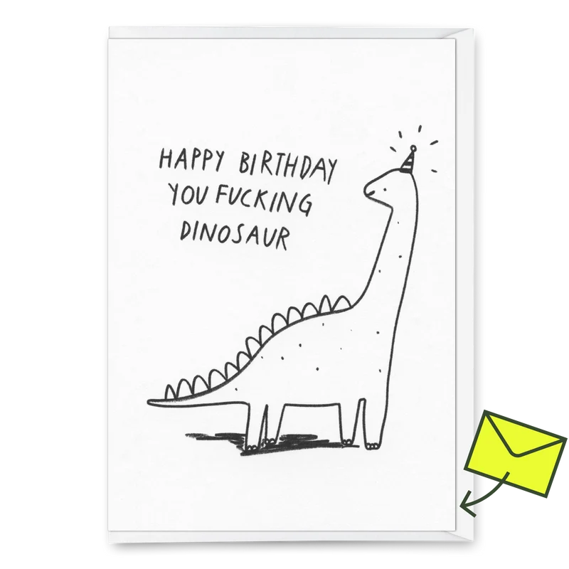 Grußkarte "Fucking dinosaur" | Lustige Klappkarte zum Geburtstag