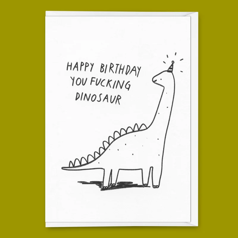 Grußkarte "Fucking dinosaur" | Lustige Klappkarte zum Geburtstag