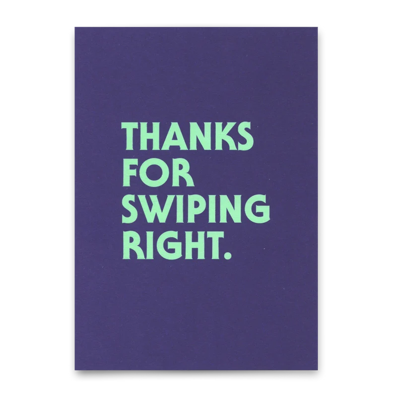 Postkarte "Swiping right" | Lustige Karte mit Spruch für Verliebte