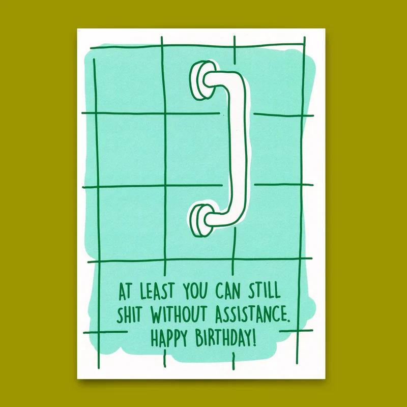 Postkarte "Shit assistance" | Lustige Karte mit Spruch zum Geburtstag