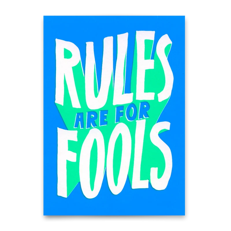 Postkarte "Rules are for fools" | Lustige Karte mit Spruch