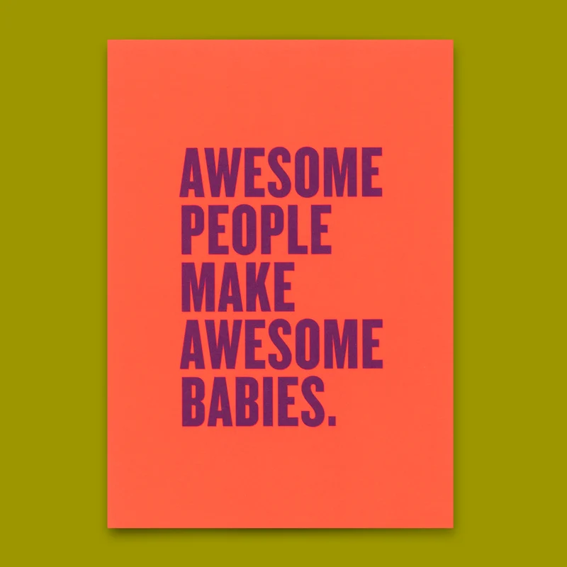 Postkarte "Awesome people" | Lustige Karte mit Spruch zur Geburt