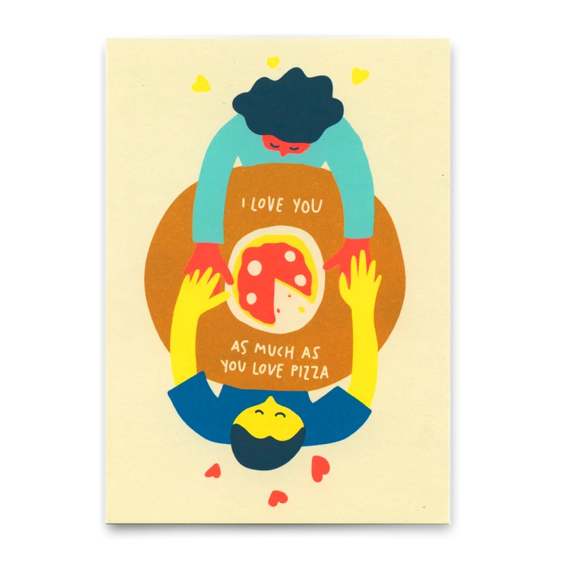 Postkarte "As much as Pizza" | Lustige Karte für Verliebte