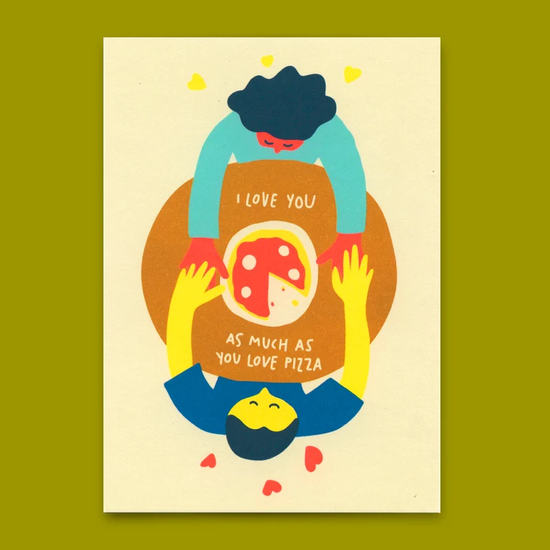 Postkarte "As much as Pizza" | Lustige Karte für Verliebte
