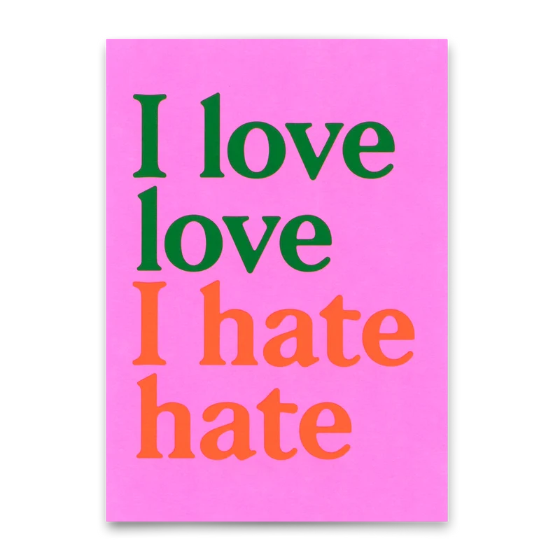 Postkarte "I love love Pink" | Ausgefallene Karte mit Spruch