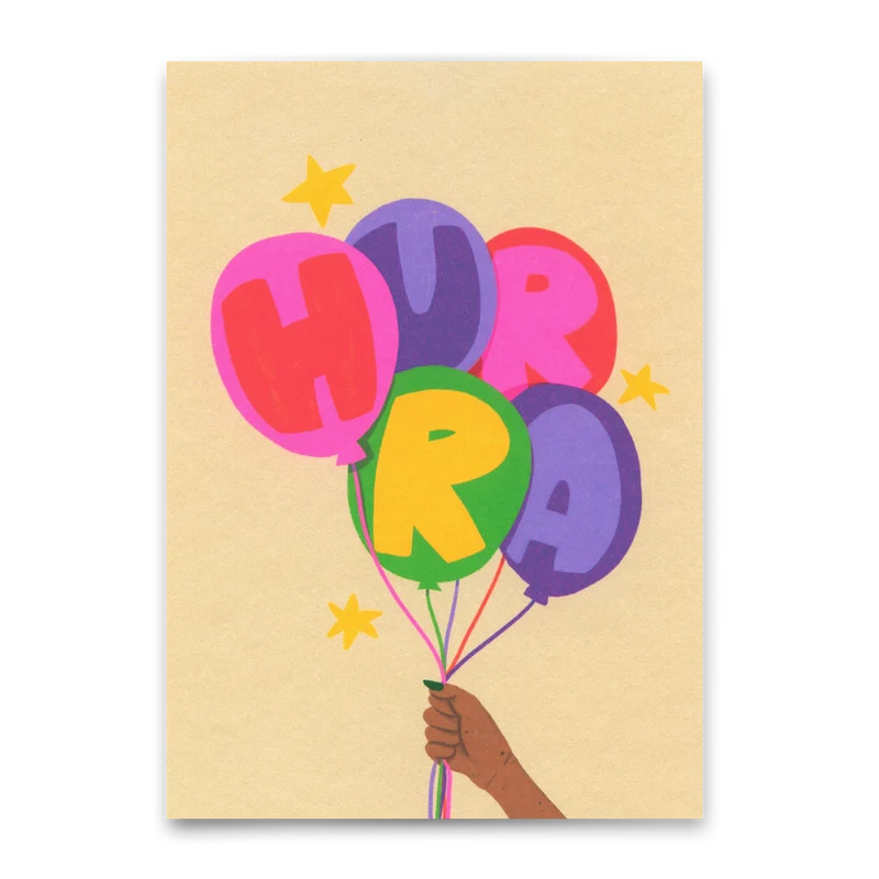 Postkarte "Hurra Luftballons" | Besondere Karte für jeden Anlass