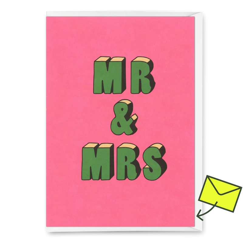Grußkarte "Mr & Mrs 3D-Typo" | Coole Klappkarte zur Hochzeit